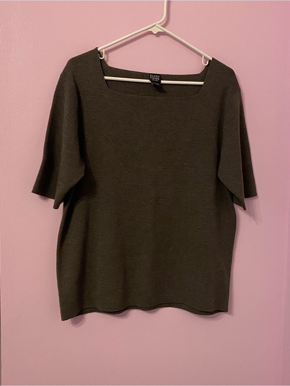 Eileen Fisher wool square neck sweater size large
